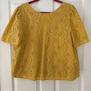 Banana Republic Mustard Yellow Eyelet Women's Top Size XL